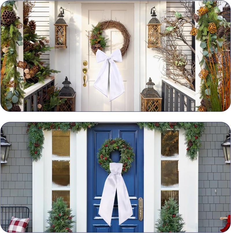 Fucibt 2 Pack Wreath Sash for Front Door, Blank White Sash for Monogram Embroidery, Front Door Porch Decor, Wreath Accessories, 5'' W x 54'' L (2) - Image 3
